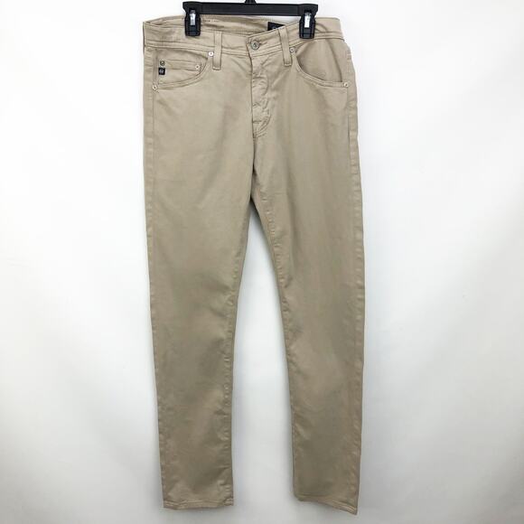AG Adriano Goldschmeid Mens Tellis Twill Pants 28x32 Tan Khaki Slim Fit NWT - Picture 1 of 9